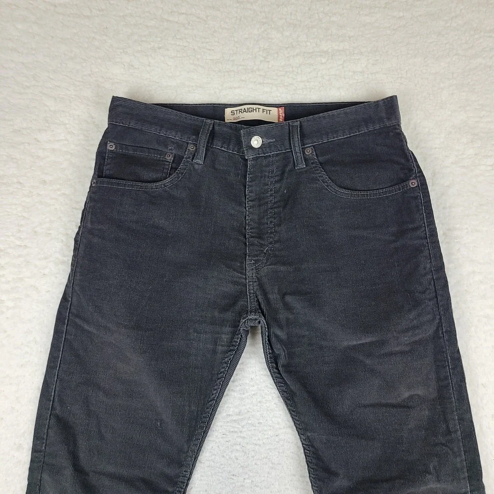 Levi's‎ 505 Pants Mens 32x30 Dark Gray Straight Fit Corduroy Chino Khakis